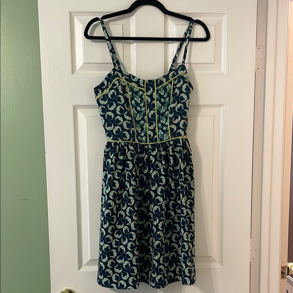 LC Lauren Conrad Navy and Green Floral Mini Dress